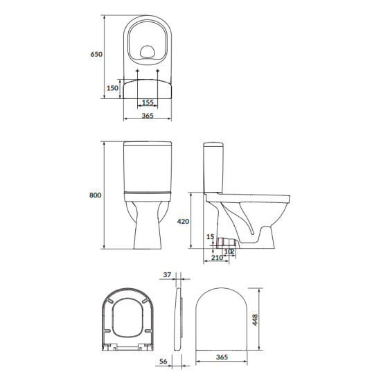 Унітаз-компакт Cersanit Zip Simple On з сидінням K119-023