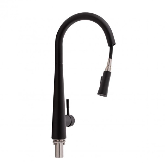 Кухонный смеситель с выдвижным изливом Qtap Evicka QTEVI9135103UB Black Matt