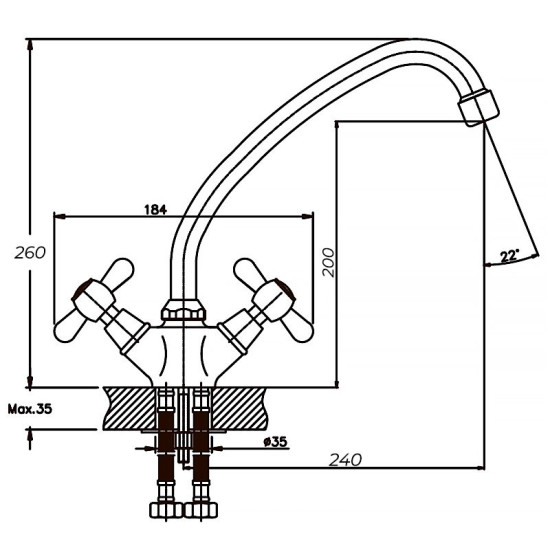 Кухонний змішувач Haiba DOMINOX 271 (HB0078)