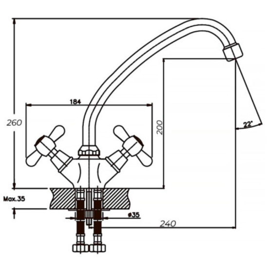 Кухонний змішувач Haiba DOMINOX 271 (HB0941)
