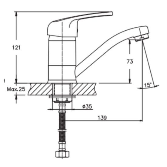 Кухонный смеситель Haiba MAGIC 555 (15 см) с красной ручкой (HB0673)