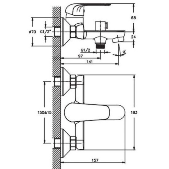 Смеситель для ванны Haiba DARIO 009 (HB0873)