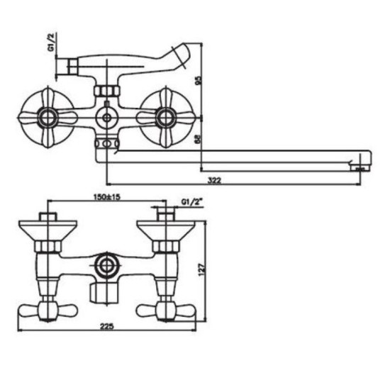 Смеситель для ванны Haiba DOMINOX 140 матовый (HB0063)