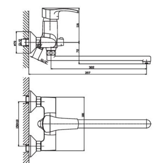 Змішувач для ванни Haiba FOCUS 006 (HB0120)