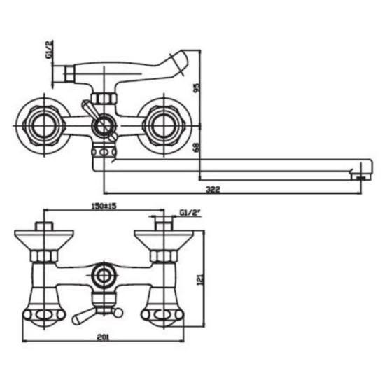 Смеситель для ванны Haiba MEGA 143 (HB0287)