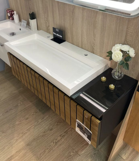 Тумба с раковиной Fancy Marble (Буль-Буль) Milos 1000x460 + Crass 800 с полочкой