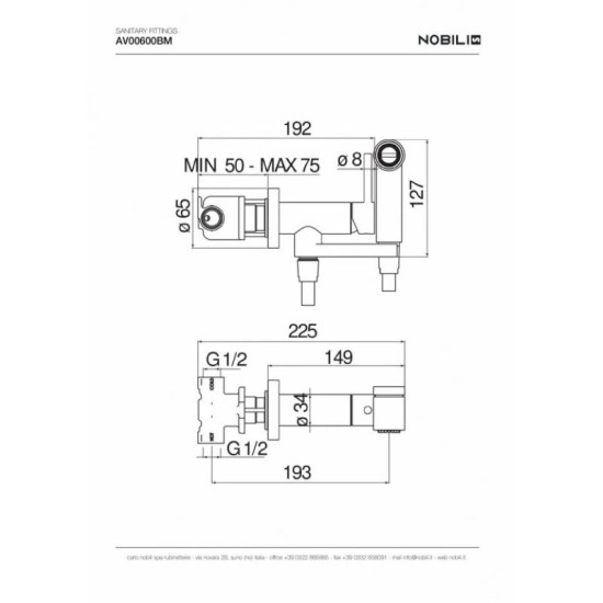 Гигиенический душ со смесителем Nobili Sanitary Fittings Velvet Black AV00600BM