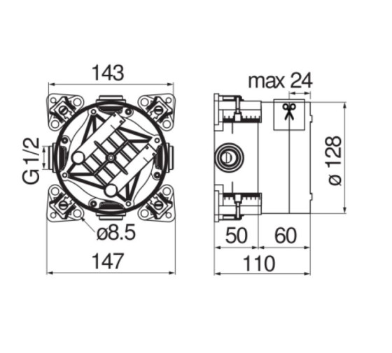 Внутрішня частина для вбудовуваного змішувача для душу Nobili WE00202