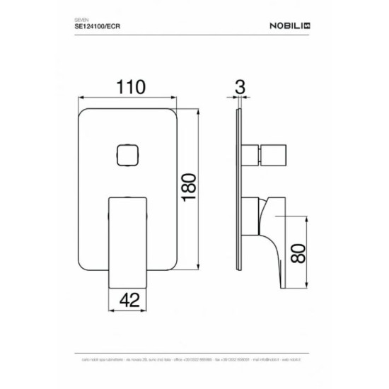 Смеситель скрытого монтажа для душа Nobili Seven (SE124100-ECR)