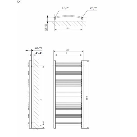 Рушникосушарка Terma Jade MK 1149x500 WGJMK114050KCROSX