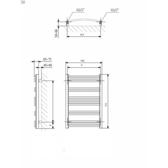 Полотенцесушитель Terma Jade MK 753x400 WGJMK075040KCROSX