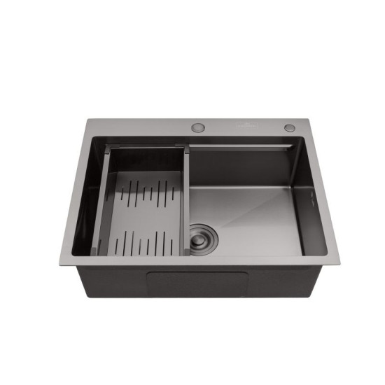 Кухонная мойка Kroner KRP PVD Schwarze - 6350HM (3,0/1,0 мм) (CV031453)