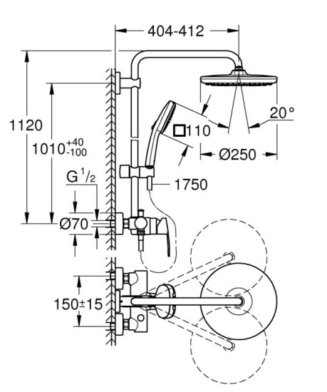 Душова система Grohe Quickfix Vitalio Comfort 250 (26985001)