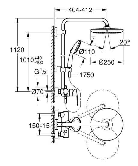 Душевая система Grohe Quickfix Vitalio Start 250 (26679001)