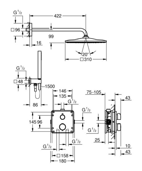 Душова система прихованого монтажу Grohe QuickFix Precision (34881000)