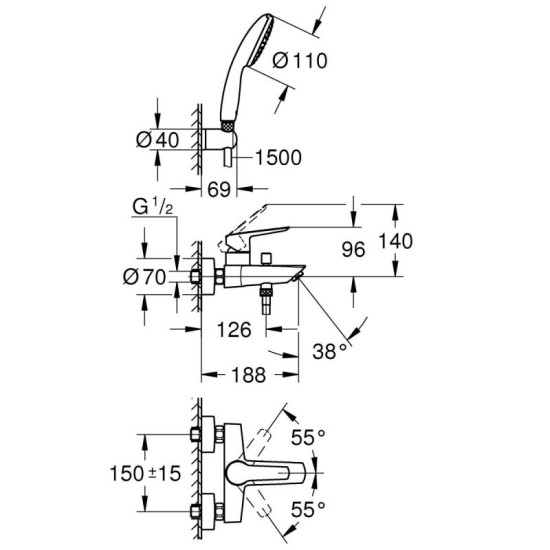 Змішувач для ванни Grohe QuickFix Start (25283002)