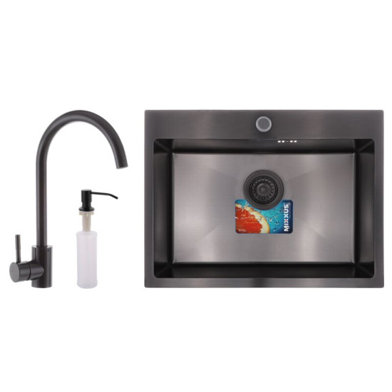 Кухонна мийка Mixxus SET-6045-200x1.0-PVD (мийка+змішувач+диспенсер) (MX0587)