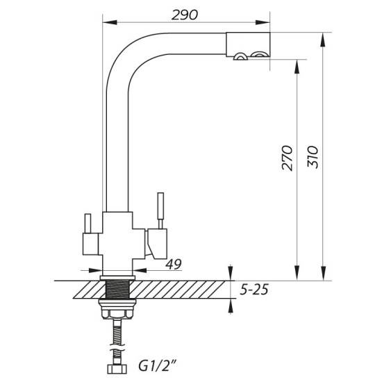 Кухонный смеситель с подключением к фильтру Zerix LR4055K-3 (ZX2644)