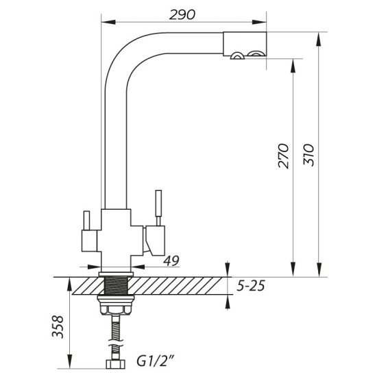 Кухонный смеситель с подключением к фильтру Zerix LR4055W-3 (ZX2643)