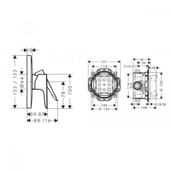 Смеситель скрытого монтажа для душа Hansgrohe Talis E 71765670 + Hansgrohe iBox universal 01800180
