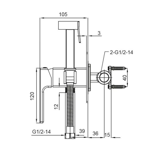 Гигиенический душ со смесителем Koer KB-23009-01 (Цвет хром) (KR3510)