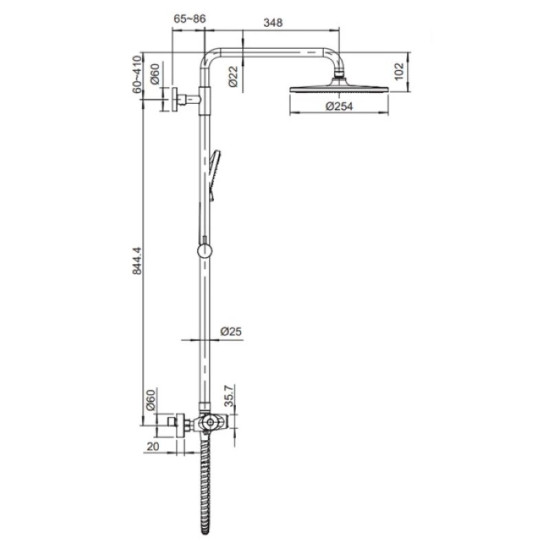 Душевая система Koer KB-55014-01 (Цвет хром) (KR4732)