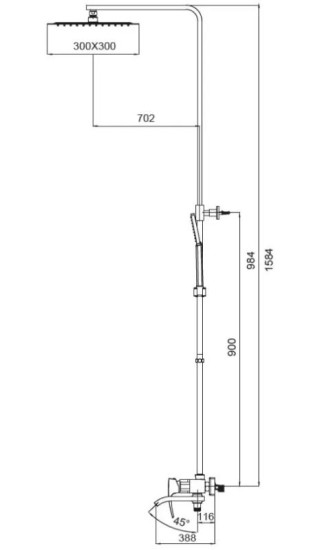 Душова система Koer KB-56007-05 (Колір чорний) (KR3461)