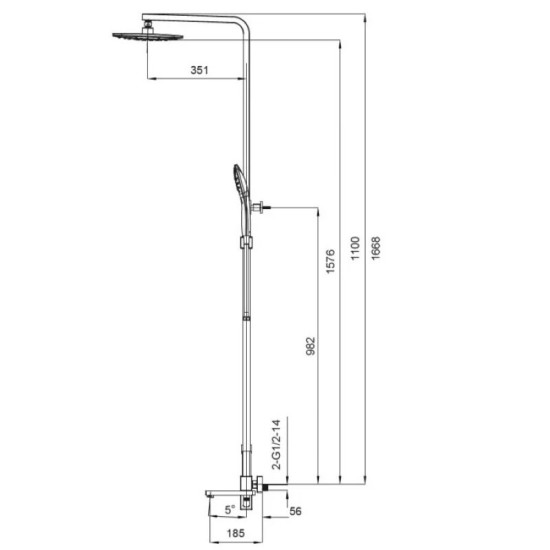 Душова система Koer KB-56009-01 (Колір хром) (KR3506)
