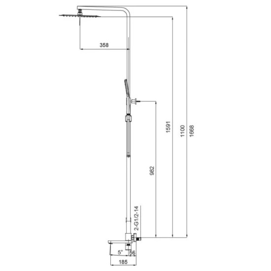 Душова система Koer KB-56010-01 (Колір хром) (KR3494)