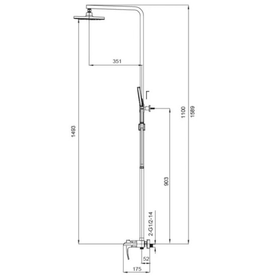 Душова система Koer KB-58007-01 (Колір хром) (KR3462)