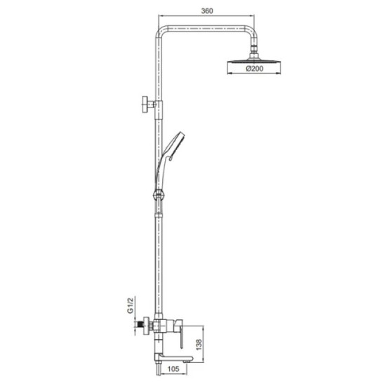 Душова система Koer KI-56015-02 (Колір нерж) (KR4784)