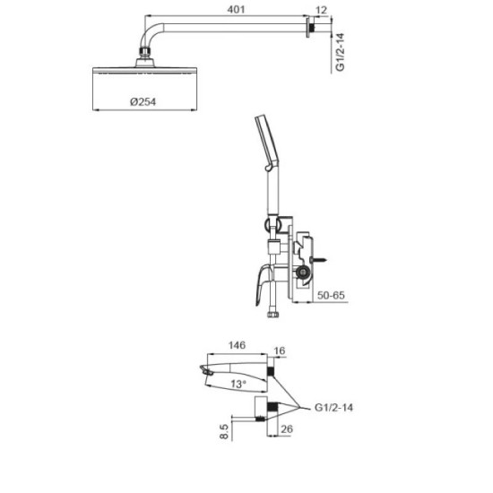 Душевая система скрытого монтажа Koer KB-64008-01 (хром) (KR3476)