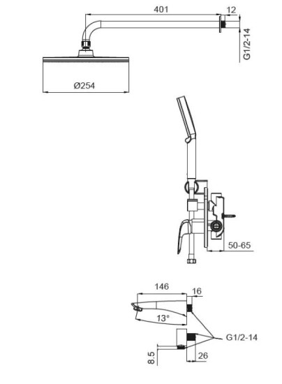 Душова система прихованого монтажу Koer KB-64008-05 (Колір чорний) (KR3477)