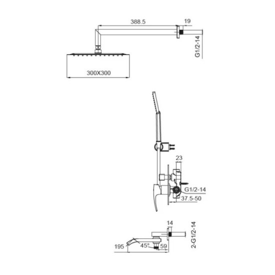 Душевая система скрытого монтажа Koer KB-66007-01 (хром) (KR3464)