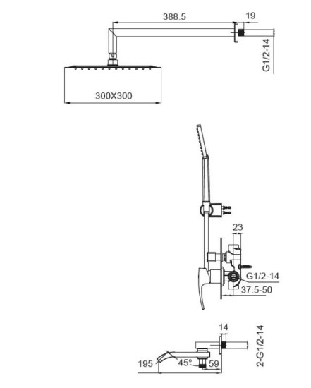 Душевая система скрытого монтажа Koer KB-66007-05 (черный) (KR3465)