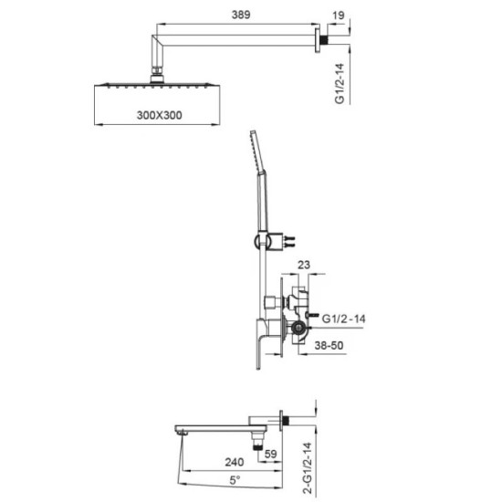 Душевая система скрытого монтажа Koer KB-66009-01 (хром) (KR3508)