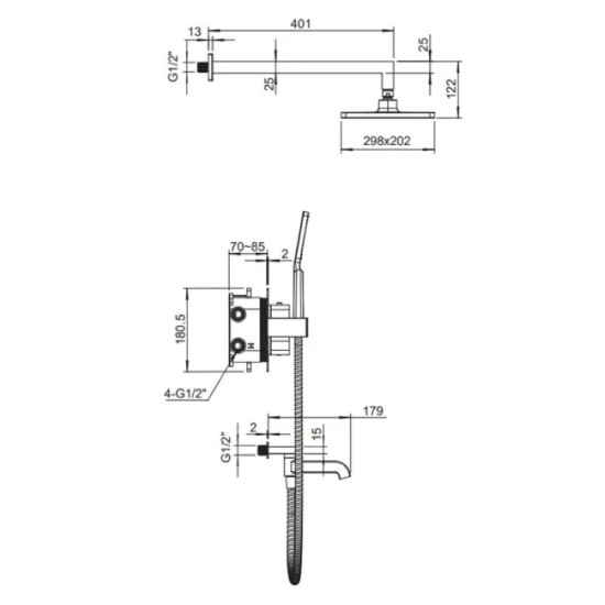 Душова система прихованого монтажу Koer KB-67011-01 (Колір хром) (KR4726)