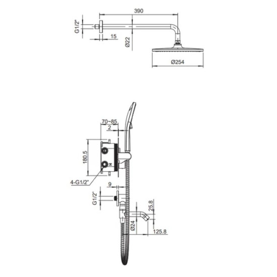 Душевая система скрытого монтажа Koer KB-67012-01 (хром) (KR4728)