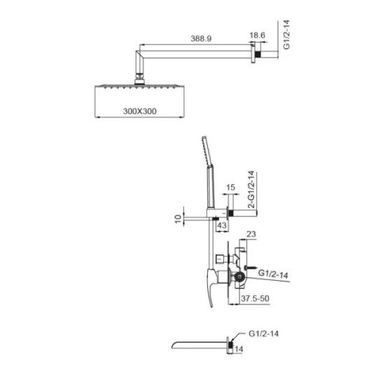 Душевая система скрытого монтажа Koer KB-68007-01 (KR3466)