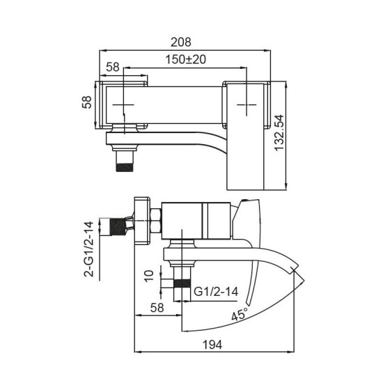 Змішувач для ванни Koer KB-41007-01 (Колір хром) (KR3454)