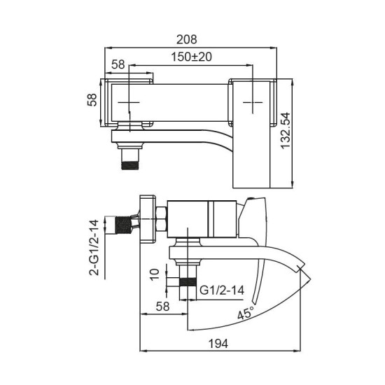 Смеситель для ванны Koer KB-41007-05 (Цвет черный) (KR3455)