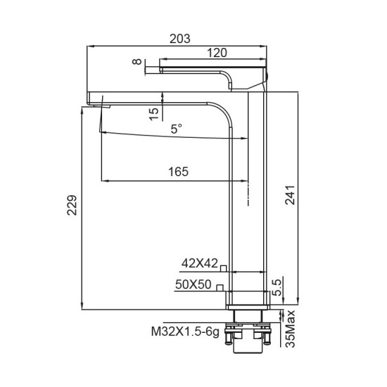 Змішувач для раковини Koer KB-11009-01 високий (Колір хром) (KR3500)