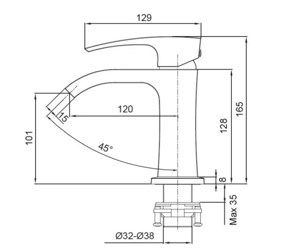 Смеситель для раковины Koer KB-12007-05 (Цвет черный) (KR3443)