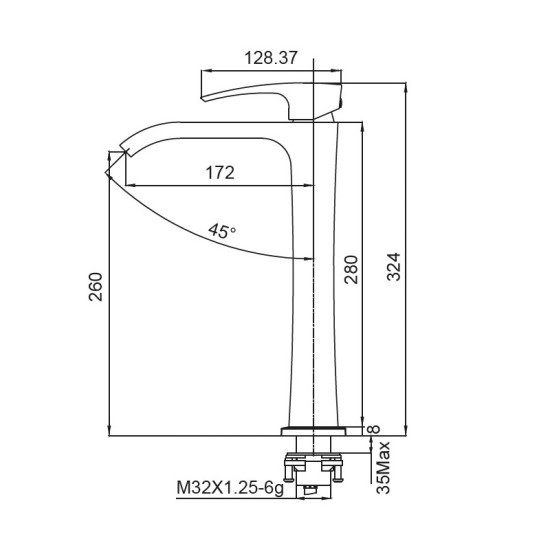Смеситель для раковины Koer KB-13007-01 высокий (Цвет хром) (KR3444)