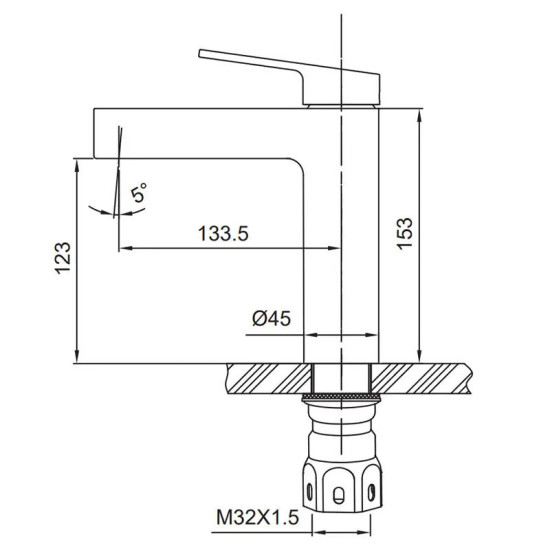 Змішувач для раковини Koer KI-10016-02 (з нерж. сталі) (Колір нерж) (KR4789)