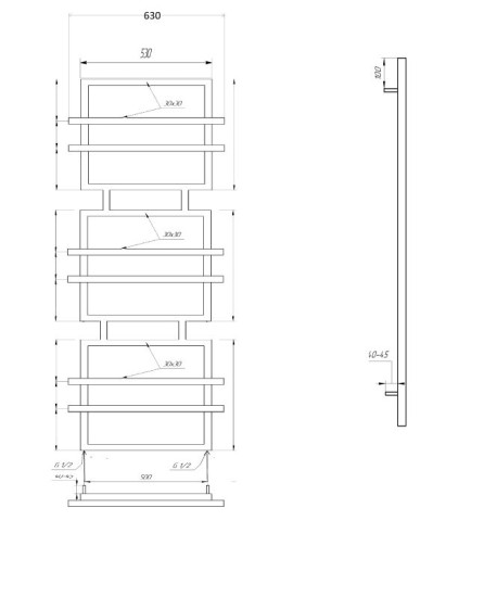 Полотенцесушитель Genesis Aqua Fadey 140x63 серый