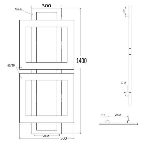 Полотенцесушитель Genesis Aqua Graf 140x50 черный