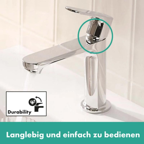 Змішувач для раковини Hansgrohe Rebris S 110 Coolstart EcoSmart+ з д/к pop-up, хром (72588000)