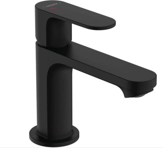 Смеситель для раковины Hansgrohe Rebris S 80 Coolstart EcoSmart+ с д/у pop-up, матовый черный (72586670)