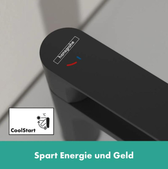 Смеситель для раковины Hansgrohe Rebris S 80 Coolstart EcoSmart+ с д/у pop-up, матовый черный (72586670)